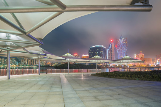中国澳门城市桥梁建筑和市民广场