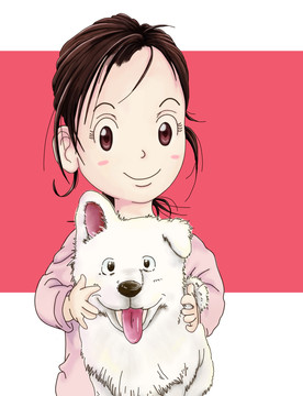 抱寵物的小姑娘
