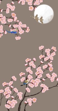 國潮梅花花鳥