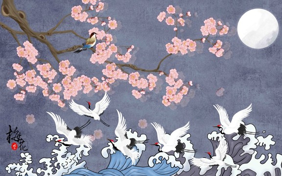 古風(fēng)梅花仙鶴