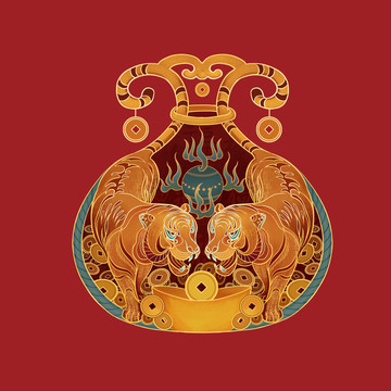 虎年生肖新年插畫(huà)