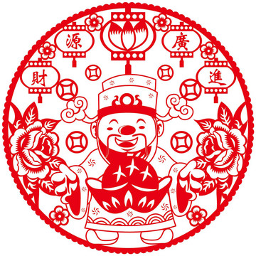 財(cái)神剪紙