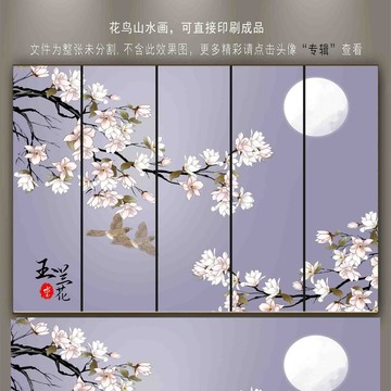 工笔玉兰花鸟壁纸