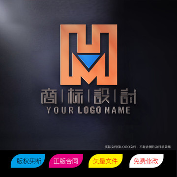 HM字母MH标志LOGO