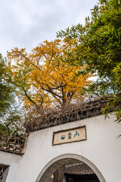 秋天扬州瘦西湖的湖心岛和小金山