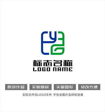 EYG字母標(biāo)志綠葉環(huán)保logo