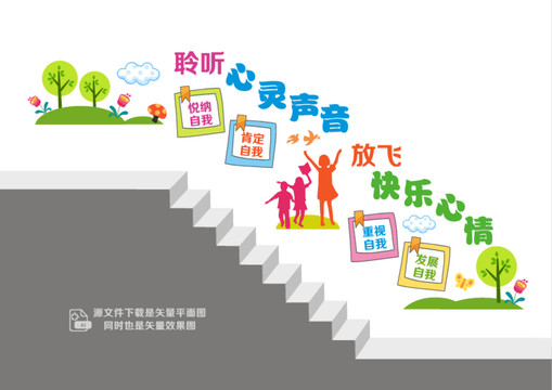 校園心理輔導(dǎo)階梯墻