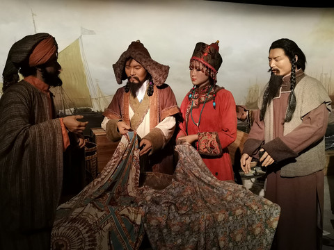 海上丝绸之路古代丝绸贸易场景
