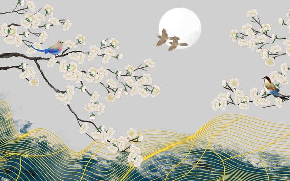 玉蘭花花鳥(niǎo)圖
