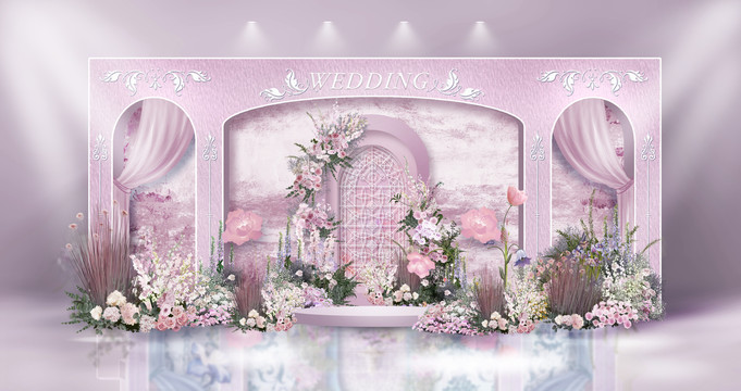 粉色复古婚礼效果图