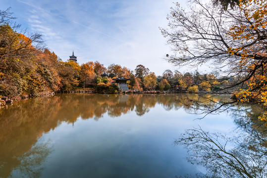 秋天中国扬州大明寺的船厅