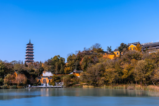 中国扬州观音山禅寺和栖灵塔