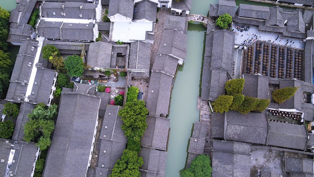 俯瞰乌镇西栅景区