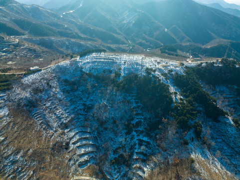 航拍济南南部山区药乡