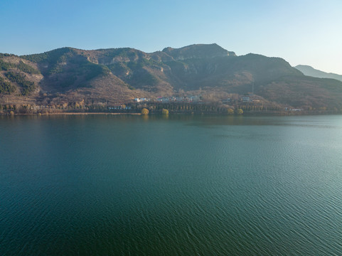 航拍济南锦绣川水库