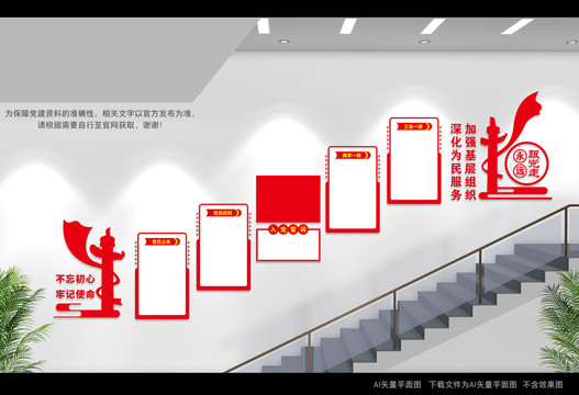 党建室楼梯间文化墙