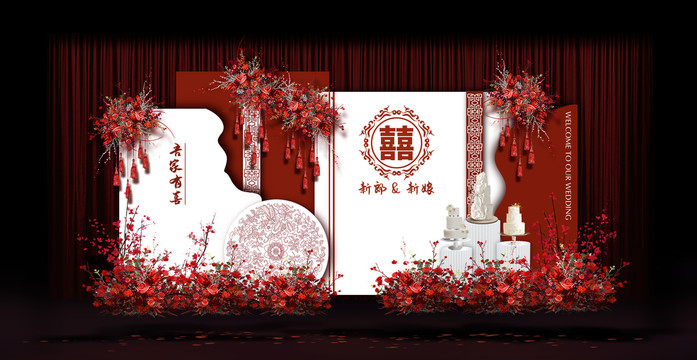 新中式婚礼手绘效果图