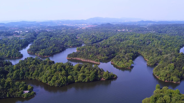 航拍江西新余仙女湖景区