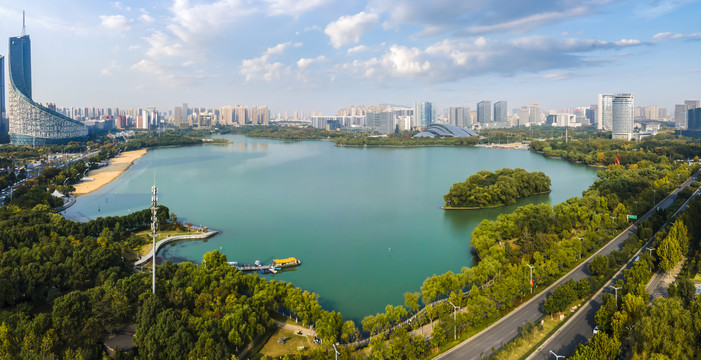 航拍合肥城市风光全景