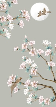 玉蘭屏風(fēng)花鳥(niǎo)