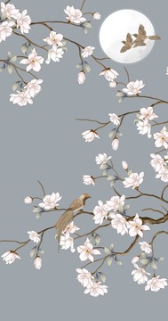 古風(fēng)玉蘭花裝飾畫(huà)