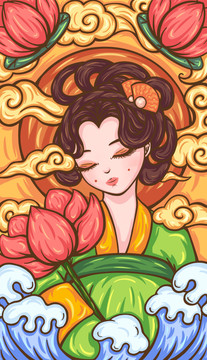 國(guó)潮少女夏圖