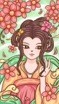 國(guó)潮少女春圖
