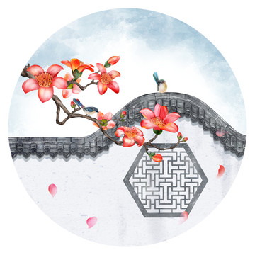 木棉花古風插畫