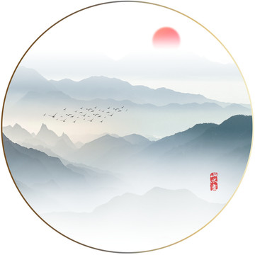 圆形山水画