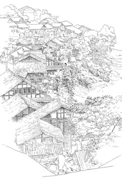 烏江畫廊龔灘古鎮(zhèn)手繪分層