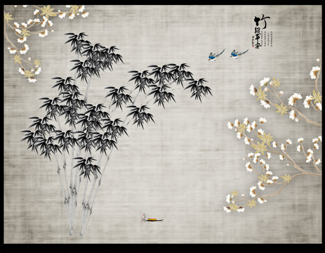 水墨畫荷花