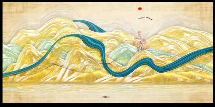 金色山水畫
