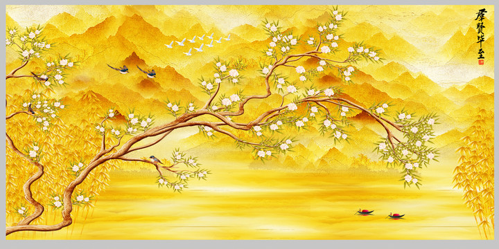 原創(chuàng)花鳥(niǎo)壁畫(huà)