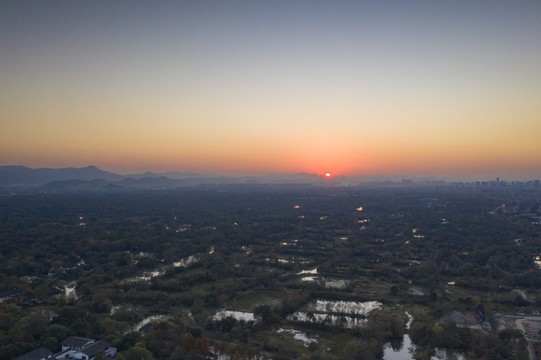 杭州夕阳下的西溪