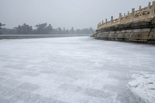 天坛下雪