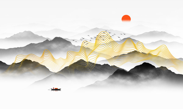 抽象線條山水畫