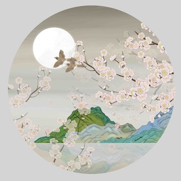 國(guó)潮花鳥(niǎo)掛畫(huà)壁畫(huà)壁紙