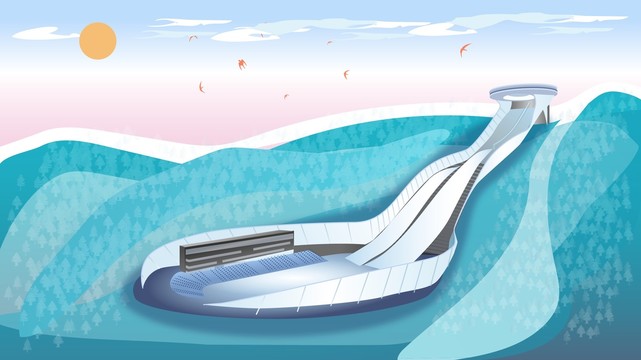 冬奥会场雪如意国家跳台滑雪中心