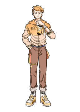 男奶茶插畫