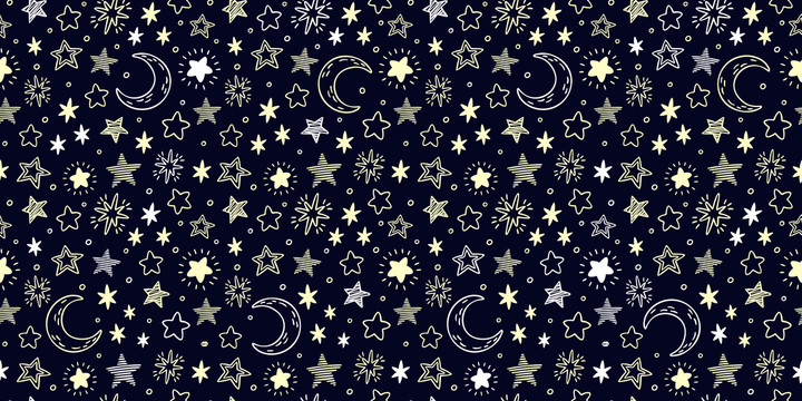 星星月亮平鋪無(wú)縫背景