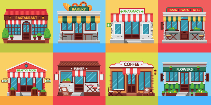 可愛店面插圖素材