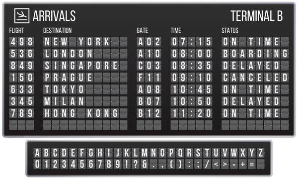 机场时刻表面板元素