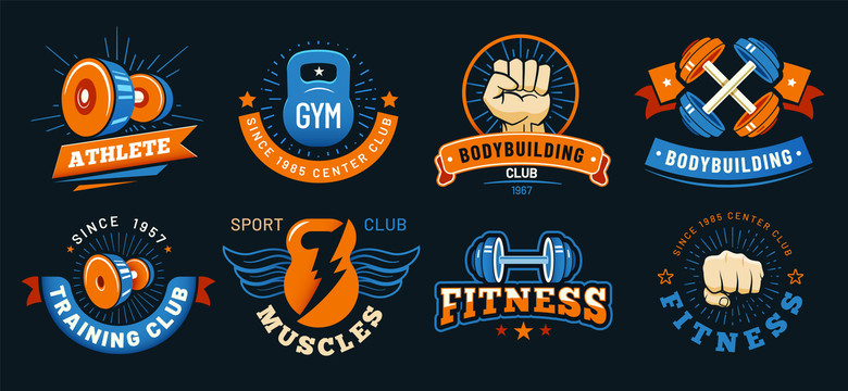 蓝橘色运动健身图标