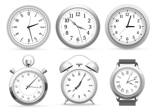 银色闹钟手表时间图标