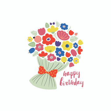 生日祝賀花束插圖
