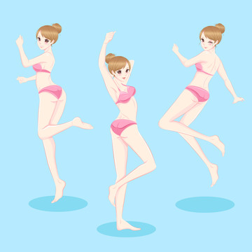 比基尼少女舞動(dòng)身軀插圖