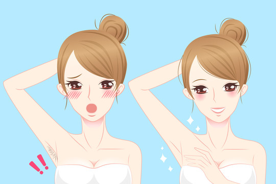 少女腋下除毛對比插圖