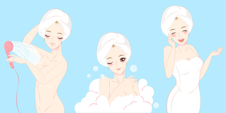 少女享受泡泡淋浴插图
