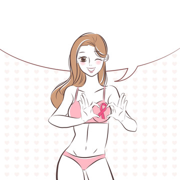 长发开朗少女 乳房健康公益插图