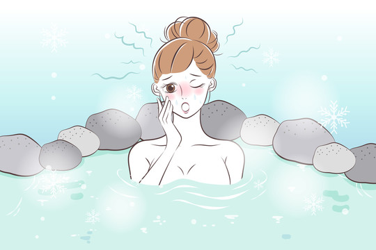 女孩受冰涼冷泉凍傷插圖